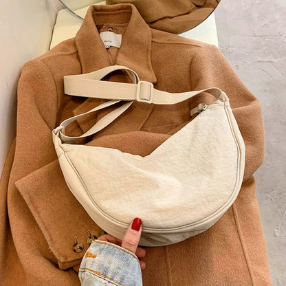Nylon Hobo Chest Shoulder Bag – Large Capacity Half Moon Crossbody Messenger for Women, Travel & Everyday Use