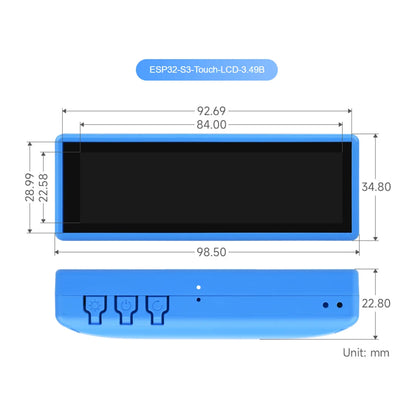 3.49" IPS Capacitive Touch Display - ESP32-S3 High-Performance Development Board, 172×640 Resolution