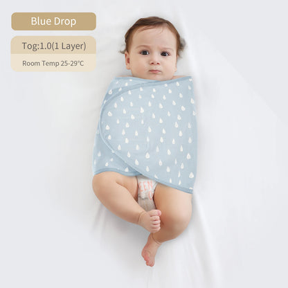 Bilayer Baby Swaddle Wrap Blanket - Soft Thin Cotton Newborn Anti-Startle Sleep & Changing Cover