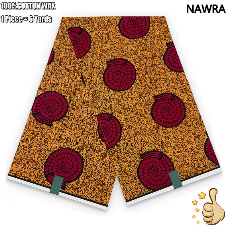 100% Cotton African Real Wax Fabric - Ankara Batik Pagne Sewing Material for Women's Dresses