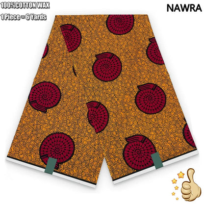 100% Cotton African Real Wax Fabric - Ankara Batik Pagne Sewing Material for Women's Dresses