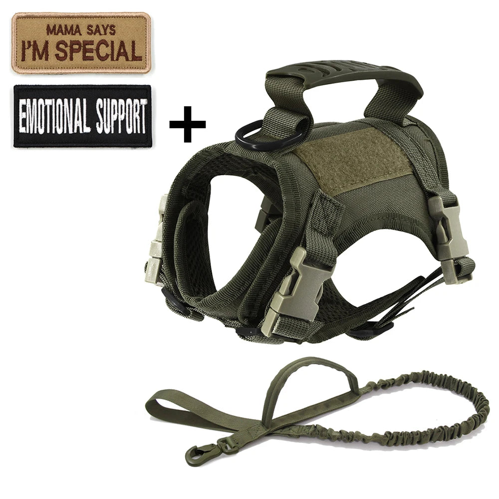 Tactical Cat & Small Dog Harness — Adjustable Puppy Vest with Leash, Handle, and 2 Patches for Training & Outdoor Use