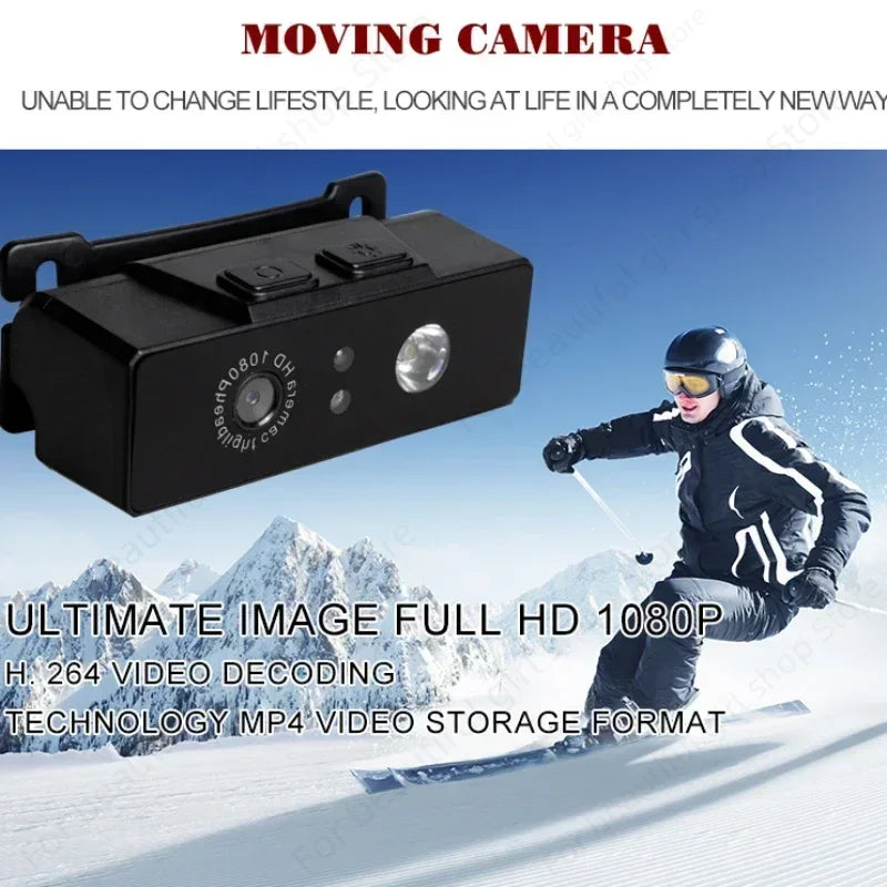 1080P HD Mini Action Camera - First-Person Headlight Sports Camcorder with Wave Hand Induction & Built-In Battery