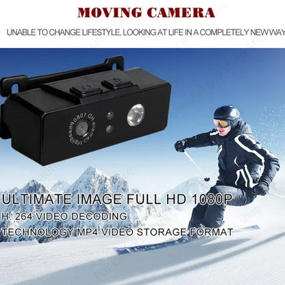 1080P HD Mini Action Camera - First-Person Headlight Sports Camcorder with Wave Hand Induction & Built-In Battery