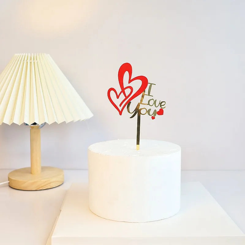 Big Red Love Cake Topper – Acrylic Wedding & Engagement Party Decoration, Valentine’s Day Love Cake Topper