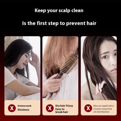 Electric Vibration Scalp Massage Comb with Red Light Therapy for Hair Growth & Anti-Hair Loss, Liquid Oil Applicator for Hair Care