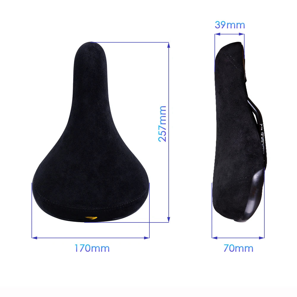 Funsea Bicycle Saddle - Black Wheelie Seat with Embroidered Logo, Flannelette Cover, 8mm Rail for Bikes
