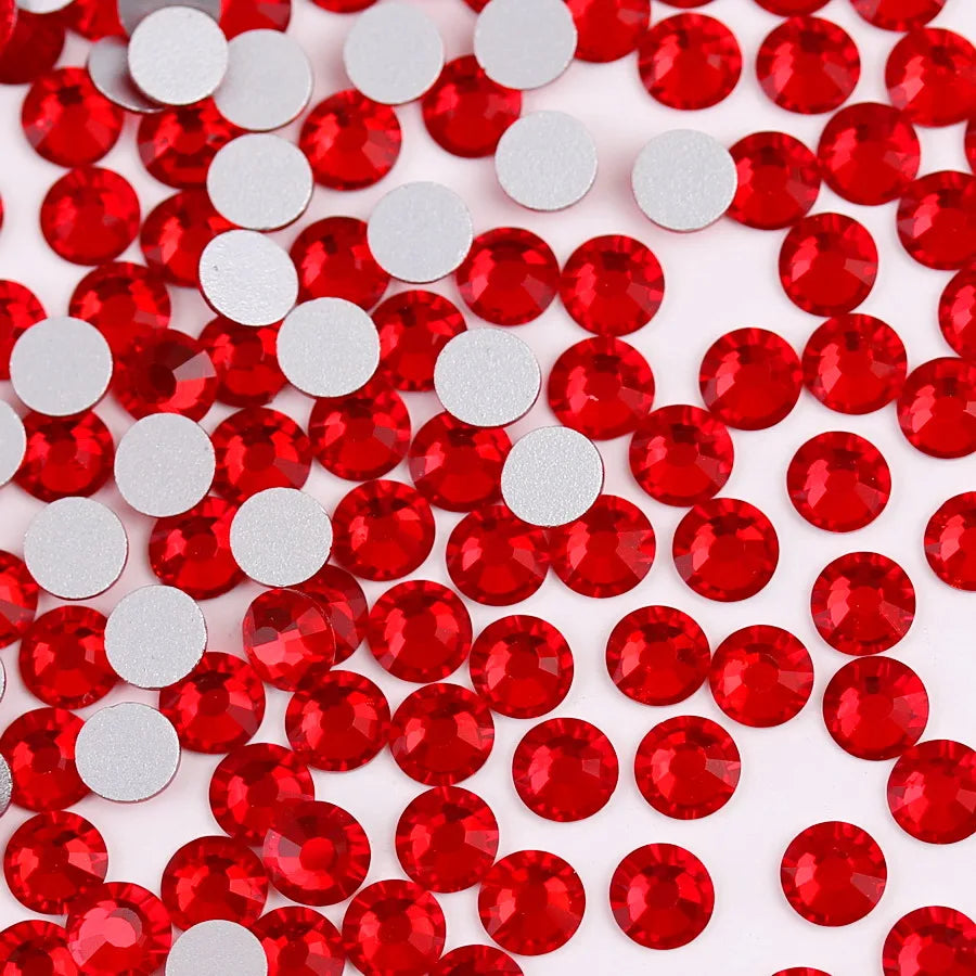 Glass Crystal Flatback Rhinestones Set SS6–SS30 – Non-Hotfix Round Glue-On Gems for Nail Art, DIY Crafts & Jewelry Decoration