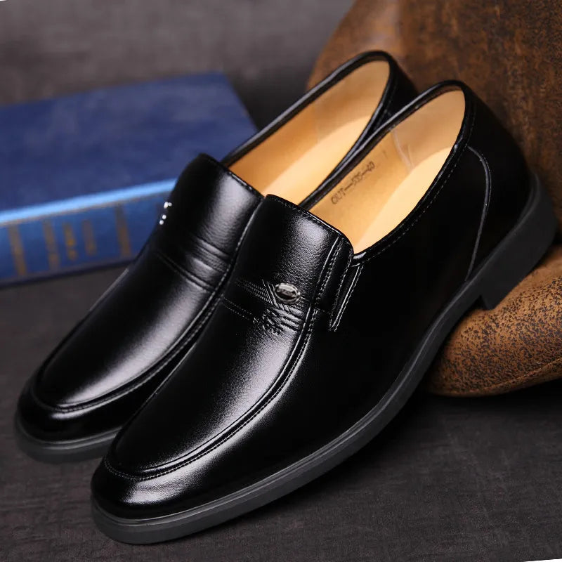 Men’s Leather Loafers - Luxury Formal Slip-On Moccasin Driving Shoes Breathable Black Plus Size 38-44