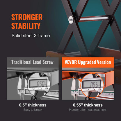 VEVOR Motorcycle Lift – Scissor Jack with 350/1100/1500 LBS Capacity, Wide Deck & Safety Pin for Bikes & Motorcycles