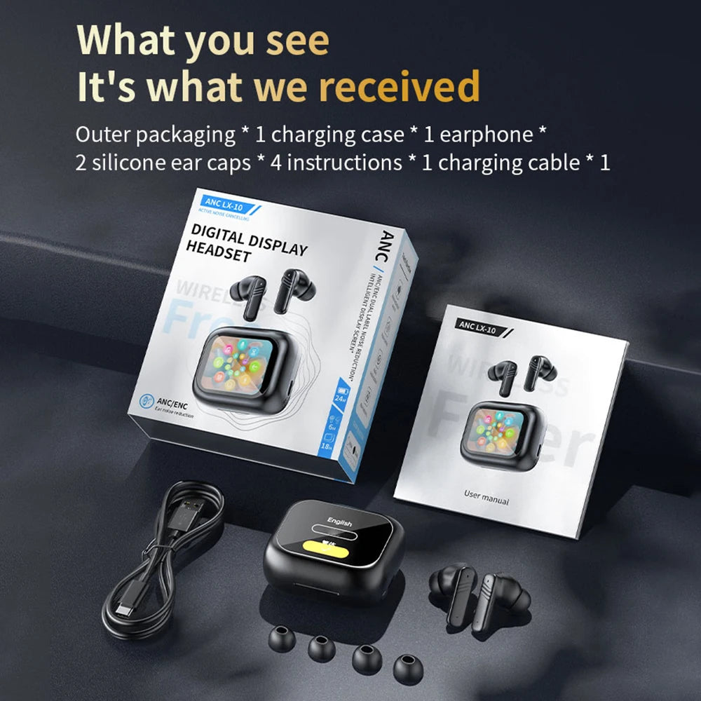 New Full Touch ANC Bluetooth 5.4 Earphones – HiFi Stereo Noise Cancelling Wireless In-Ear Earbuds with Mic & ENC