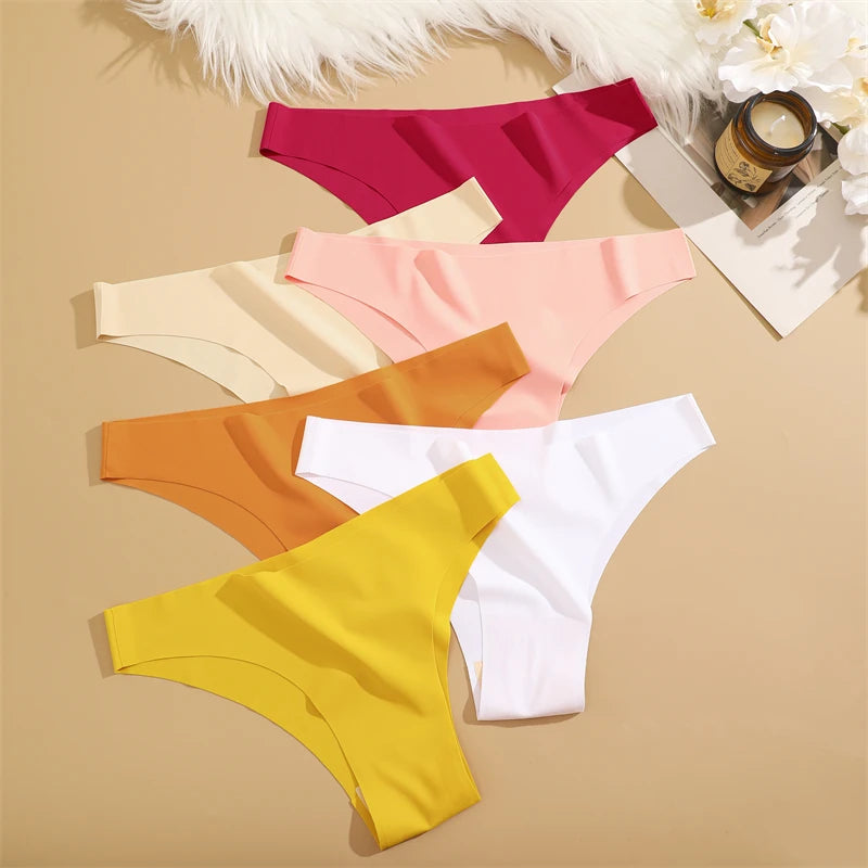 3Pcs Ultra-Thin Seamless Silk Women’s Panties – Sexy Low-Waist Stretch Bikini Briefs, XS-XXL