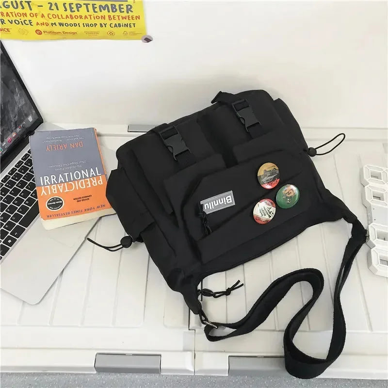 Harajuku Nylon Crossbody Bag – Unisex Messenger Shoulder Bag for Men & Women, School Book Canvas Handbag Youth Travel Sac Bolsa
