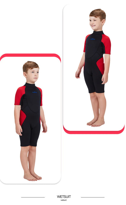 Children's 2mm/3mm Neoprene Wetsuit – One-Piece Long Sleeve Diving Suit for Cold Protection, Sunscreen, Surfing, Swimming & Snorkeling