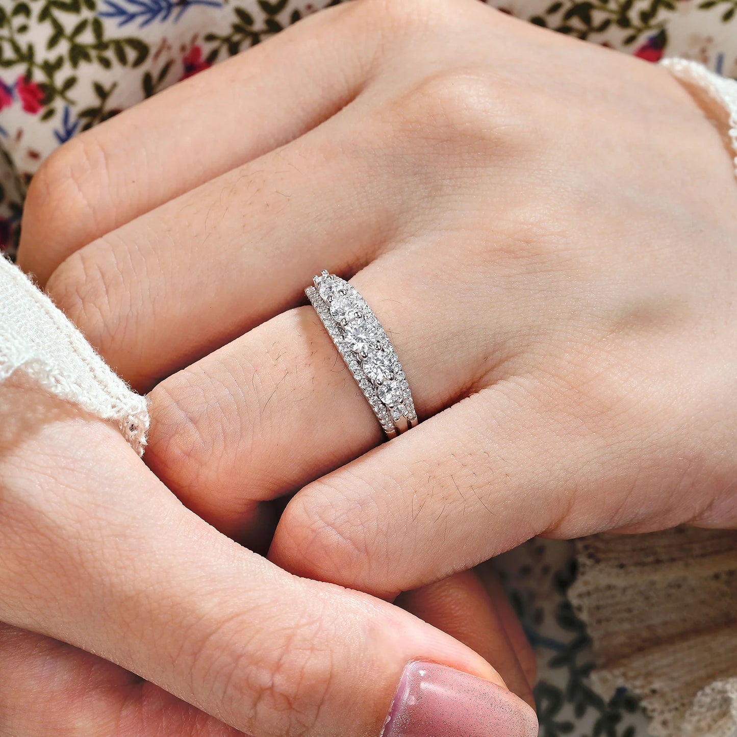 Newshe 925 Sterling Silver Eternity Ring — 1.1ct Round AAAAA CZ Wedding Band for Women, Sizes 4–13