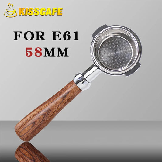 58mm Bottomless Portafilter for E61 Expobar & Gemilai — Two-Ear Espresso Maker with 2-Cup Filter Basket Coffee Accessories