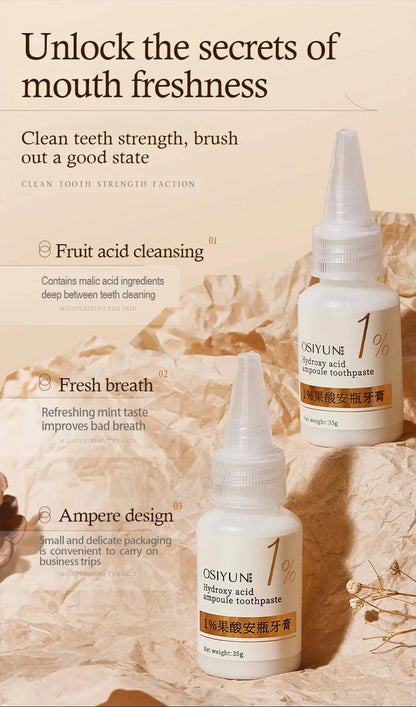 Teeth Whitening Toothpaste – Fruit Acid Formula for Plaque Removal, Stain & Calculus Cleanser, Fresh Breath & Oral Hygiene