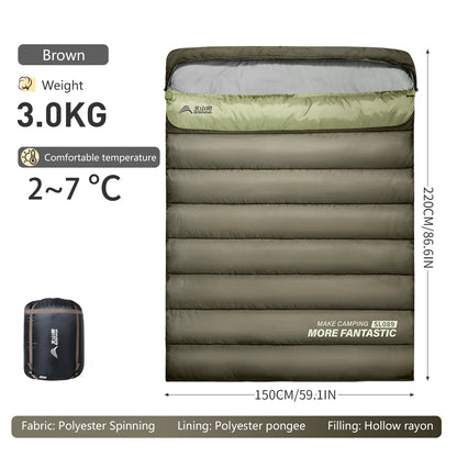 BSWOLF 2-Person Four Seasons Camping Sleeping Bag – Portable Winter Outdoor Travel & Hiking Bag