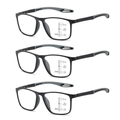 Multifocal Progressive Reading Glasses – TR90 Frame, Anti-Blue Light Sports Eyeglasses for Men & Women, Ultralight Bifocal for Presbyopia