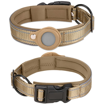 Reflective Padded AirTag Dog Collar – Integrated AirTag Holder for Small, Medium & Large Dogs