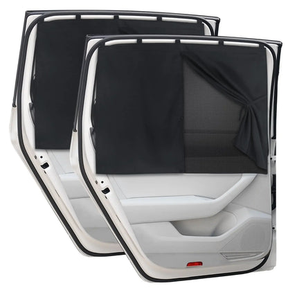 2PCS Dual-Layer Car Side Window Sunshade Curtains – Universal Fit Privacy Blackout Mesh UV Sun Shade for SUV, Van & MPV Vehicles