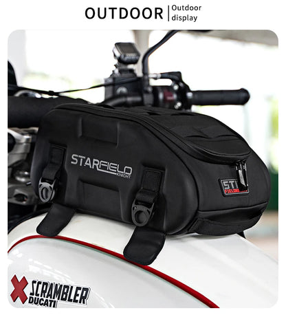 Waterproof Motorcycle Seat Back Bag – Large Capacity Hard Tail Box Luggage for Racing & Riding, Black Fuel Tank Motorbike Storage