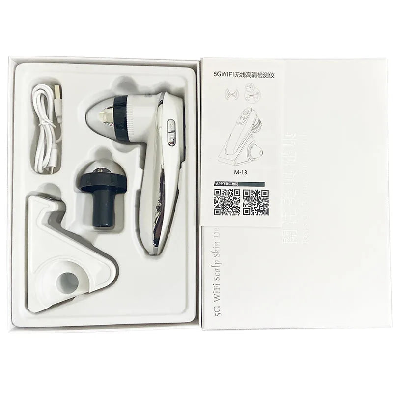 New WiFi HD 5G Scalp & Skin Hair Follicle Detector - Professional 50X/200X Rechargeable UV Skin Analyzer Magnifier