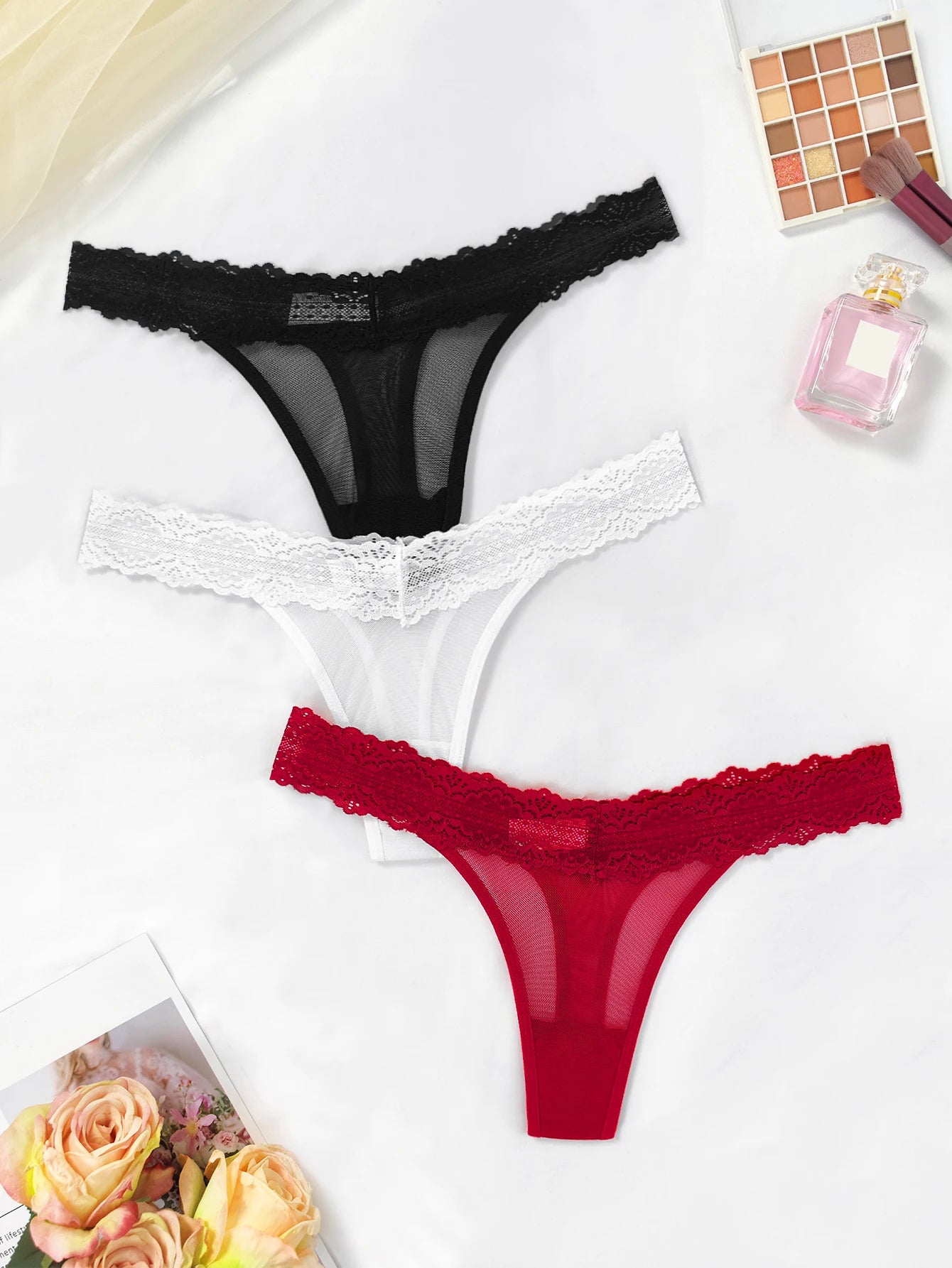 3-Pack Women’s Sexy Floral G-String Thongs — Breathable Multicolor Intimates