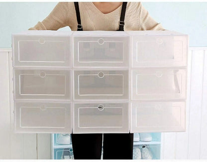 Foldable Shoe Storage Boxes Set - 20/24PCS Stackable Clear Plastic Shoe Organizer Cases for Home Closet Storage