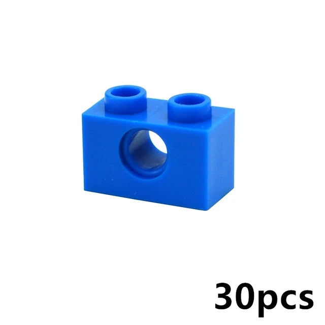 Technical Building Block Long Beam with Holes – Thick MOC Studded Bricks Compatible with 3703, 32018, 3895, 2730, 3894, 3701, 3700