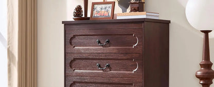 5-Drawer Farmhouse Dresser – Cherry Wood Chest of Drawers for Bedroom, Rustic Wide Storage Solution