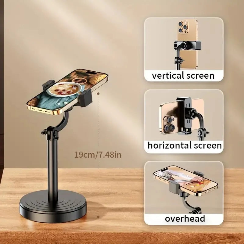Multifunctional Phone Tripod Stand - Adjustable Height Telescopic Live Streaming Bracket Portable Mount
