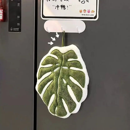 Leaf Hand Towel - Soft Absorbent Kitchen and Bathroom Hanging Towel for Home Use