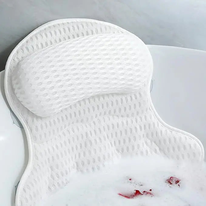 Luxury Bath Pillow for Bathtub – Neck & Back Support Headrest with Soft 4D Mesh