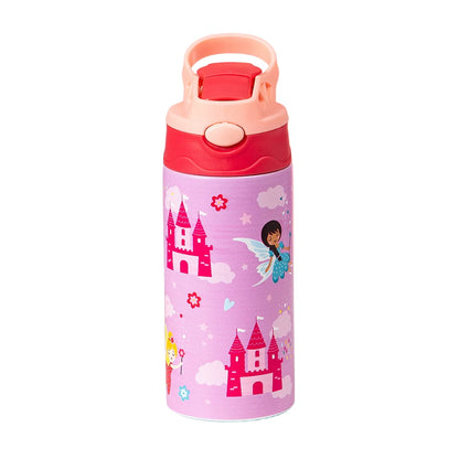 Cartoon Stainless Steel Insulated Cup — Animal Print Thermal Tumbler with Straw Lid, Bow Design Coffee Cup Gift