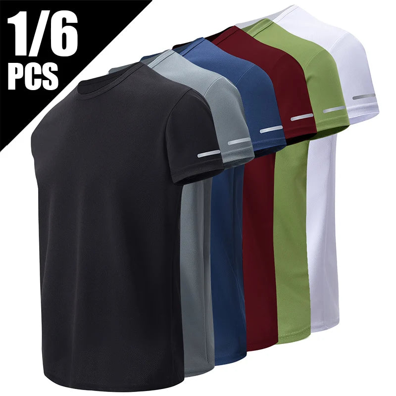 Men’s Summer Quick Dry T-Shirt - Solid Color Short Sleeve Sports Shirt for Running & Casual Wear