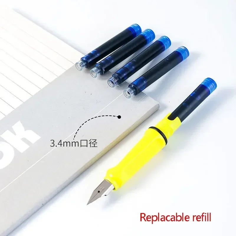 33PCS Kawaii Fountain Pen & Ink Set - Black Blue Red EF 0.38mm Replaceable Ink Pens for School Office Writing Supplies
