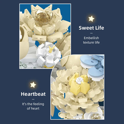 Creative Expert Eternal Moon Flowers Building Blocks – DIY Rose Bouquet Wall Decoration, Valentine’s Gift for Girls