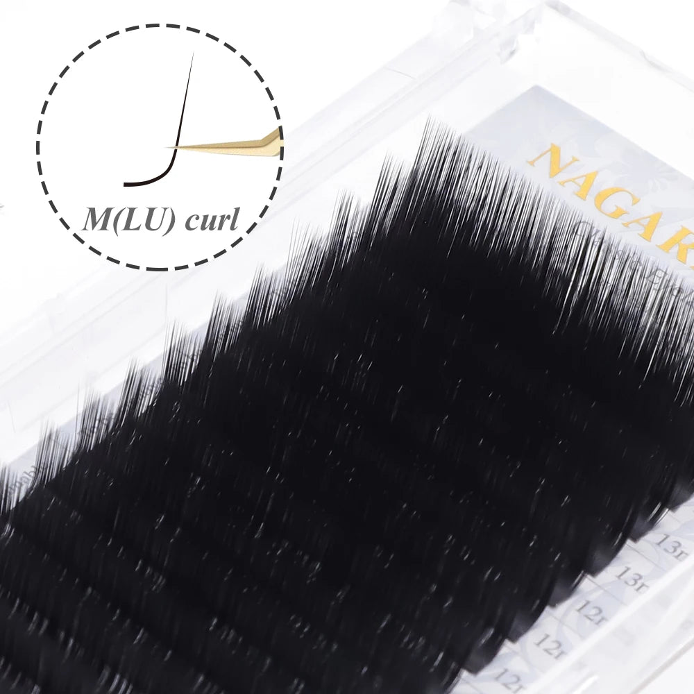 NAGARAKU Synthetic Mink Eyelash Extensions — 16 Lines, Mixed 7-15mm N/M/L/LB/LC/LD Curl High-Quality Individual Lashes