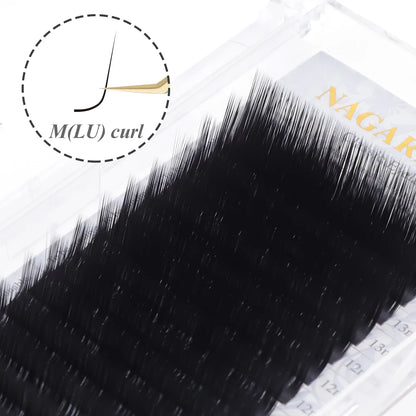NAGARAKU Synthetic Mink Eyelash Extensions — 16 Lines, Mixed 7-15mm N/M/L/LB/LC/LD Curl High-Quality Individual Lashes