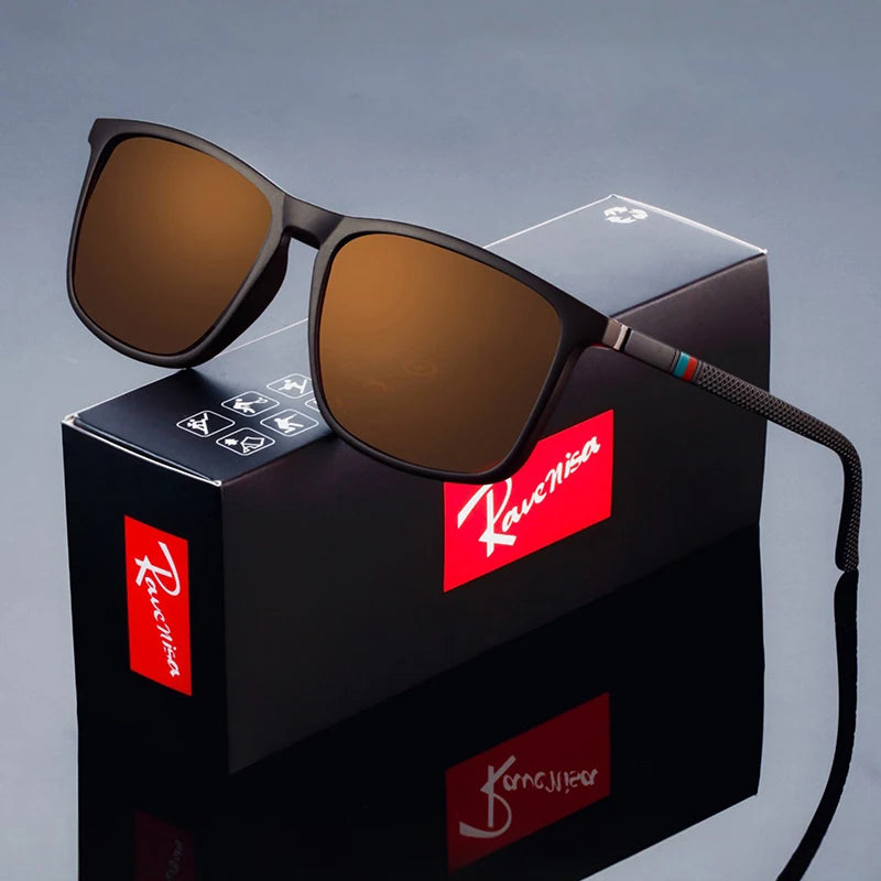 Fashion Square Polarized Sunglasses for Men – Luxury Designer UV400 Driving & Fishing Eyewear