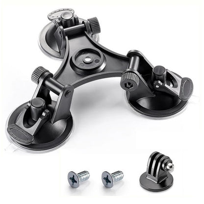 Triple Suction Cup Mount with 1/4'' Thread Adapter for GoPro Hero 13/12/11/10/9/8, DJI Osmo Action 5/4/3, Insta360, SJCAM