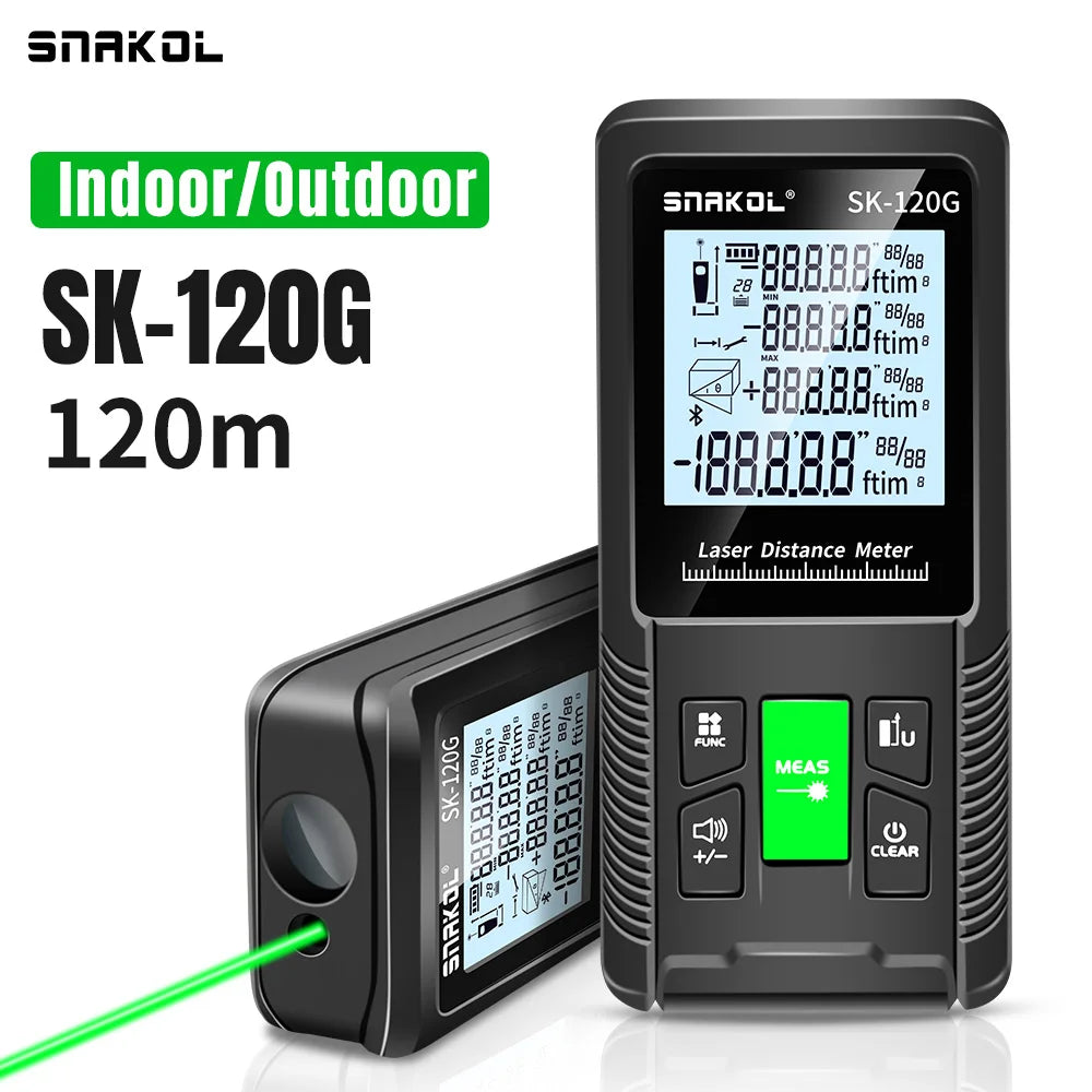 Snakol 120M Green Laser Tape Measure — High Accuracy Digital Distance Meter & Electronic Ruler