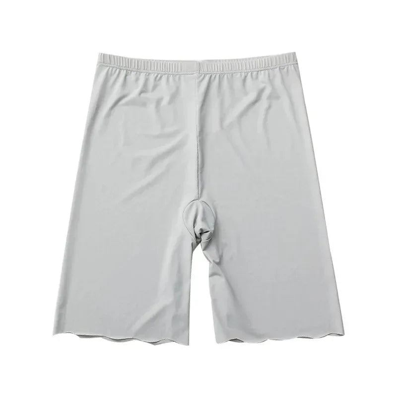 Women’s Seamless Ice Silk Safety Shorts - High Waist Anti-Chafing Thigh Cover Underwear for Plus Size Comfort
