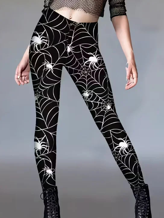 Women's Halloween Skeleton 3D Print Leggings - Stretchy Workout Yoga Pants, Slim Fit Fashion Tights