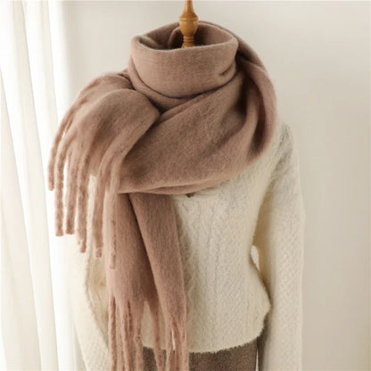 Women’s Winter Cashmere Scarf – Thick Soft Pashmina Shawl with Tassels, Warm Blanket Wrap & Long Poncho Echarpe