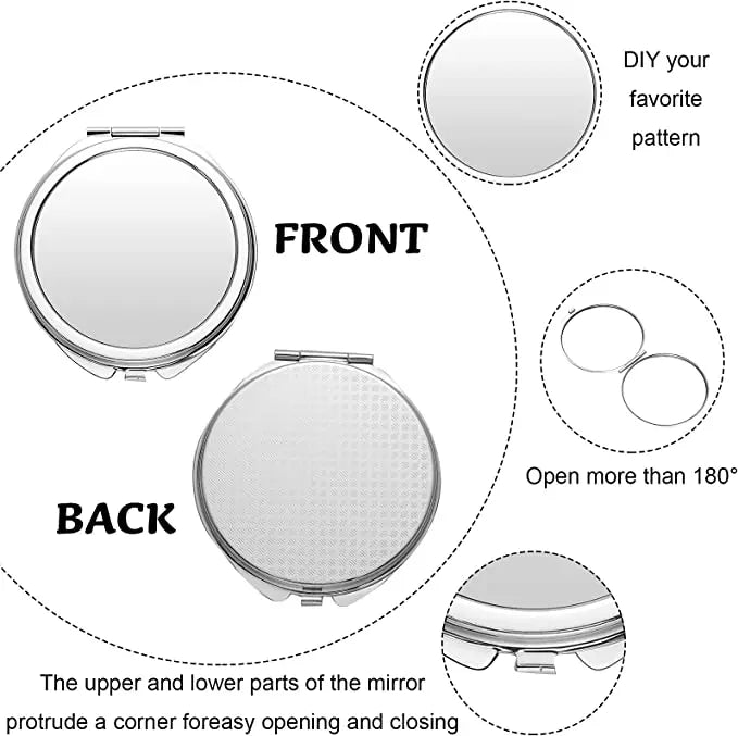 12PCS Metal Pocket Compact Mirrors - Sublimation Blank Travel Makeup Mirrors for Women & Men
