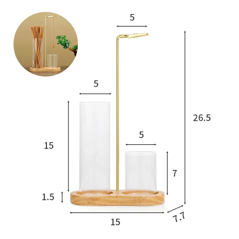 Solid Wood Incense Burner – Rubber Wood & Glass Design for Sandalwood & Fly Ash Incense