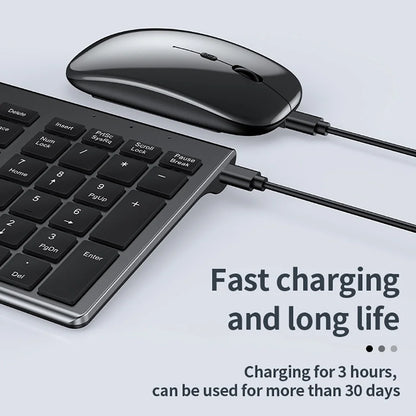 Jomaa Slim Bluetooth Rechargeable Keyboard and Mouse Set – 2.4G USB Wireless Combo for Laptop & Computer