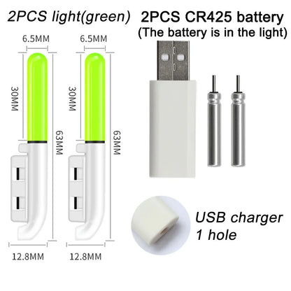 Fishing Electronic Rod Stick Flash Light with CR425 3.6V Lithium Battery – Waterproof LED Luminous Night Fishing Tackle with USB Rechargeable Light Stick Rod Accessory